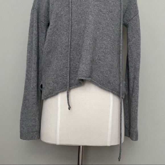 Joie Gray Pullover Lace Up V-Neck Knit Sweater, S - Picture 4 of 10